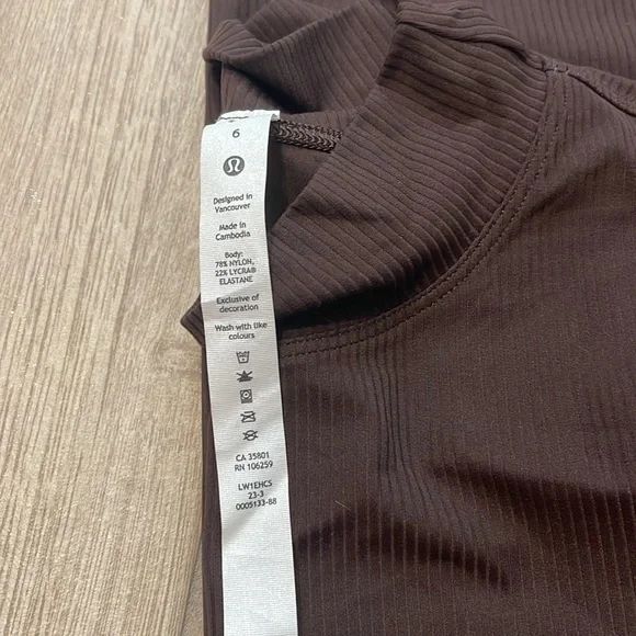 Lululemon All Aligned Ribbed Short-Sleeve Dress Espresso Sz 6 - Picture 9 of 9